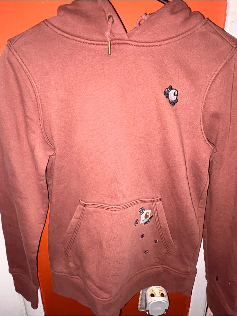 Woman’s Carhartt Dusty Rose Pullover Hoodie - Embroidered Detail